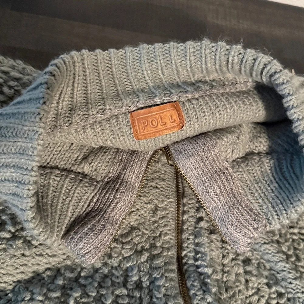 Anthropologie POL Gray Loop Knit Full Zip Cardigan Sweater Size Large